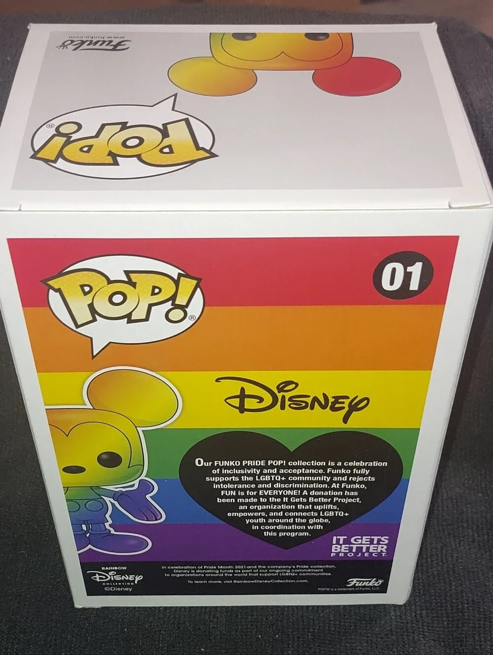 Funko Pop! Disney Pride Mickey Mouse Rainbow Vinyl Figure #01 (Like New In Box)
